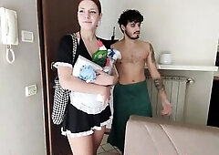 I drilled hard the concupiscent cleaning lady (ENGLISH SUBTITLES)