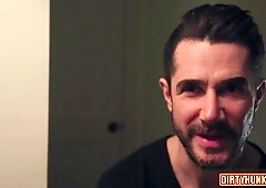 Watch these muscle-bound guys go wild in an anal invasion, money shot, and cum-sharing frenzy!