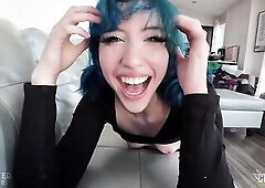 Lewd blue-haired stepsis gets her constricted vagina drilled hard and a shlong pushed unfathomable in her mouth