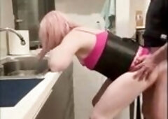 During the time that I was washing the dishes clothed as a wench, a chap with a gigantic weenie appeared behind me and destroyed my throat and my cunt