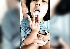 Poor Mexican slut Sarita Sanchez masturbates with her ordinary cucumber named Samuelito