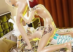 Yaoi - Femboy Trio, One Fucks Another While Eating the Ass of a Third