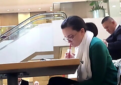 Gorgeous Amateur Woman Dangling Her Candid Ballerina Shoes In Public