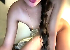 Cute Asian tgirl play