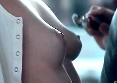 Alison Rey and James Deen have vehement sex in the kitchen