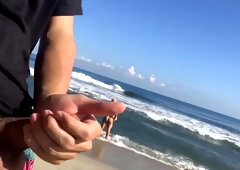 Public Flash Dick On The Beach In Front Of Two Horny Girls Who Crave My Cock