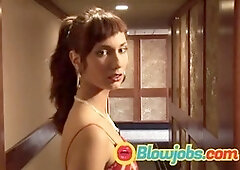 Brunette Jana Sheridan enjoys a hard ride in her tight ass with a cock