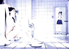 cg Oriental Futanari Bound to a Urinal in Public Lavatory