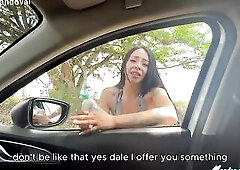 Large ebony shlong BBC screws a slutty Colombian woman in the car after picking her up on the road - Mariana Sandoval & Brandon Cruz