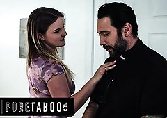 Troubled Teen Eliza Eves Fucks Her Preist To Piss Off Her Religious Stepmom