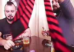 Two bears play strip poker and fuck on the table