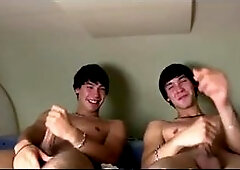 Twins playing gay twins in masturbation around in the caravan