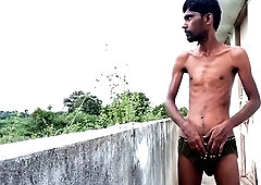 Hairy assholes, stroking outside, risky outdoor