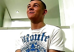 UK twink masturbates and cums solo
