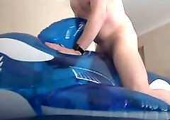 Fucking inflatable pool toy whale on waterbed