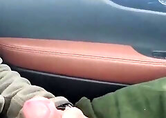 Johnholmesjunior in highly risky public solo display while driving down highway on vaca part five JIZZ