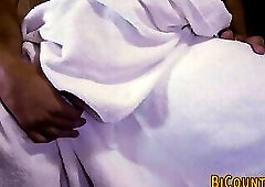 Anally plowed bi dude eats pussy and cums