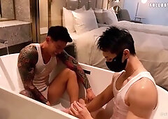 Chinese beauty gives an amazing blowjob and handjob