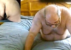 Grandpa gets off with anal toys in bed