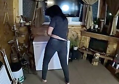 Taut Jeans Dance Floozy Gagging Facefuck & Cum on My Tangas