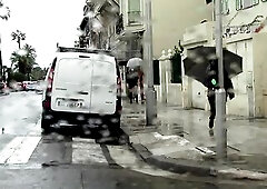 CD in the town in the rain