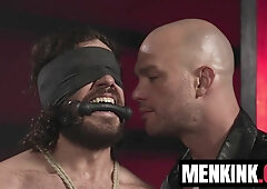 Bald top Cliff Jensen fucking in harsh BDSM submissive Vander Pulaski