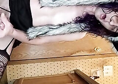 Transgender female wearing anal plug tail, fishnets, petticoat and ear hat plays with her shecock. Cum play with me. Intimate requests obtainable, mes