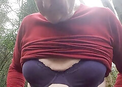 Mature solo fun in the trees with Betty Spanxxx and Colleen