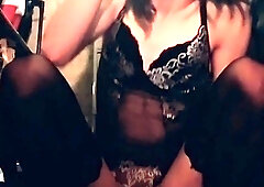 Ebony tranny Brii jerks her black boner in solo masturbation