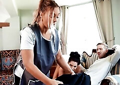 A wonderful maid can get her cleaning done regardless of obstacles or distractions. Spouse and wife pairing Danny D and Coco Bae put this to the terst