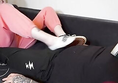 Sockjob footjob with vans sneakers and socks sniffing ????