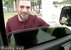 Hairy man gets sucked in a car