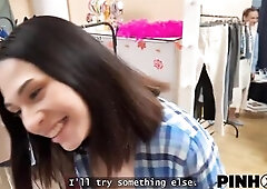 PINHOLE XXX. Russian beauty anal-act of love in a fitting room. Sexy sex with Roxy Muray & Moon Imp
