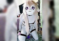 Hawt Kitty kigurumi animegao self S&M drilled by tentacle