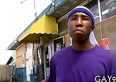 Black gay fucks white pal