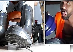 Boots, Socks, Red Underwear