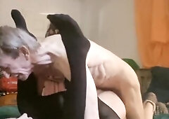 Sissy trans cums from unfathomable creampie