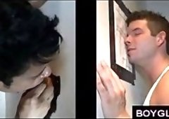 Gay boy secretly sucks straight guy in gloryhole