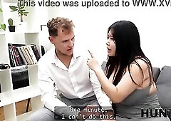 HUNT4K. Man patiently waits as his girlfriend performs fellatio on a stranger