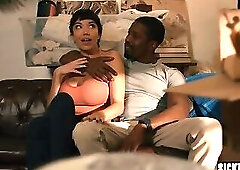 Haunted house and new couple enjoyed hardcore fucking in front of ghost