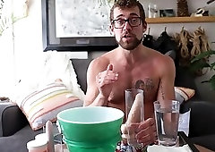 Gay Pornstar Got Pleasured by A Homemade Design Dildo