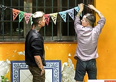 Edgy Latin dudes fucking savagely outdoors