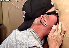 Amateur Gloryhole Gay Daddy Sucks Cock and Eats Load