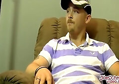 Robert gets his big jizz-shotgun gargled after showing off his bod