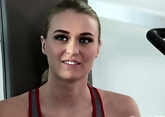 Blonde babe licking lesbian gym instructors hairy pussy