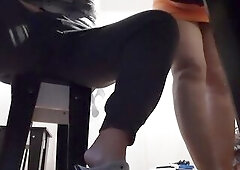 During the time that my teacher is checking my homework next to me, I riskily masturbate below the table and cum