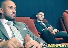 Classy Bruno Max and Lukas Daken enjoy anal play in the adult cinema