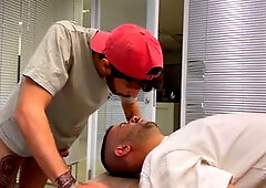 Hand job, cum-in-mouth, slobbering