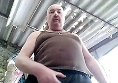 Giant mustachioed stud Pascal enjoys a double orgasm while vibing to a cosmic rock track