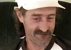 Dirty old guy plays with his pole solo